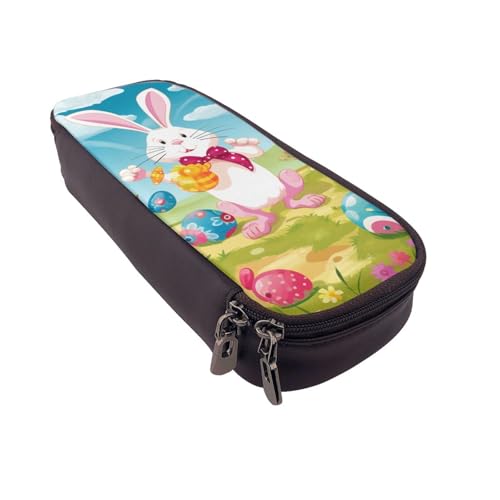 MKNAZ Federmäppchen aus bedrucktem Leder für Mädchen und Jungen, großes Stifteetui, Schreibwarenbeutel, Stiftebox für Studenten, Künstler, Schule, Büro, Schwarz , Einheitsgröße, Schulranzen von MKNAZ