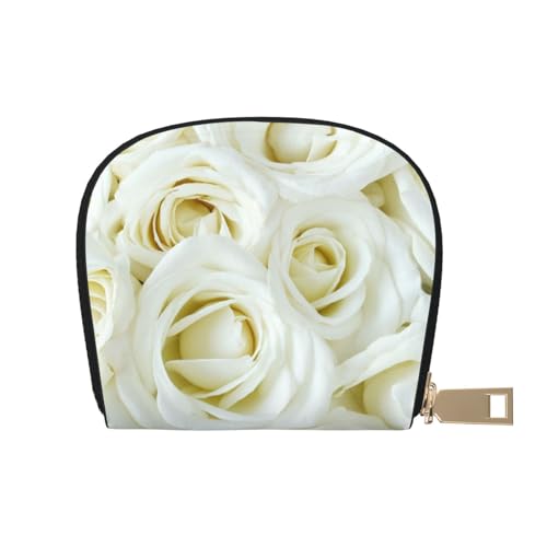 MKNAZ Geldbörse aus Leder mit amerikanischer Flagge, Adler, bedruckt, Kreditkartenetui für Männer und Frauen, Kartenetui, Organizer-Tasche mit Reißverschluss, white rose, Einheitsgröße, Kartenhalter von MKNAZ