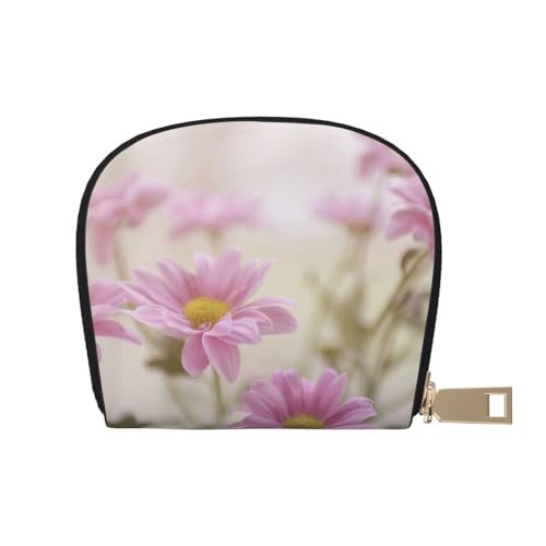 MKNAZ Golfplatz Bedrucktes Leder Kreditkartenetui Brieftasche für Männer Frauen | Kartenetui Organizer Tasche mit Reißverschluss, Stil Rosa Blumen, Einheitsgröße, Kartenhalter von MKNAZ