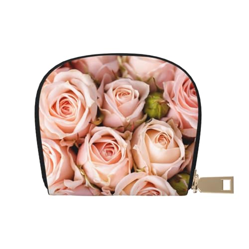 MKNAZ Grüne Tiere bedruckte Leder Kreditkartenetui Brieftasche für Männer Frauen | Kartenetui Organizer Tasche mit Reißverschluss, Rosa Rosen, Einheitsgröße, Kartenhalter von MKNAZ