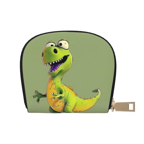 MKNAZ Kartenetui aus Leder mit Cartoon-Dinosaurier-Motiv, für Männer und Frauen, Kartenetui, Organizer-Tasche mit Reißverschluss, weiß, Einheitsgröße, Modern von MKNAZ