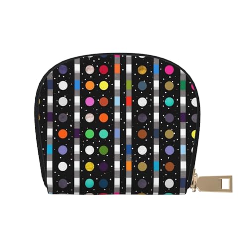 MKNAZ Kartenetui aus Leder mit Glitzer, Regenbogen-Punkte, gestreift, Schwarz/Weiß, bedrucktes Kartenetui für Damen und Herren | Kartenetui mit Reißverschluss, weiß, Einheitsgröße, Modern von MKNAZ