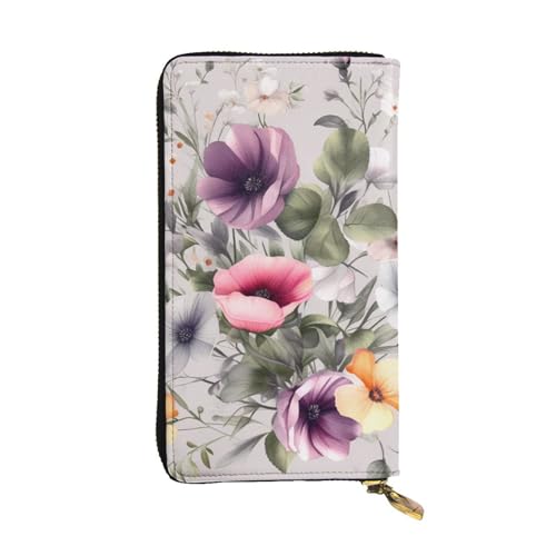 MKNAZ Lange Geldbörse mit Blumenmuster, für Damen und Herren, Leder, Kartenhalter, Geldbörse mit 12 Kartenfächern, Schwarz , Einheitsgröße, Modern von MKNAZ