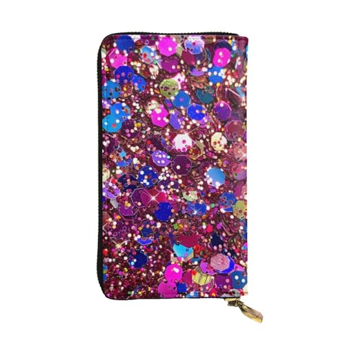 MKNAZ Lange Geldbörse mit Glitzermuster für Herren und Damen, Leder, Kartenhalter, Geldbörse mit 12 Kartenfächern, Schwarz , Einheitsgröße, Modern von MKNAZ