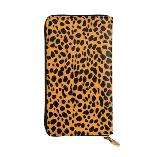 MKNAZ Lange Geldbörse mit Leopardenmuster, für Herren und Damen, Leder, Kartenhalter, Geldbörse mit 12 Kartenfächern, Schwarz , Einheitsgröße, Modern von MKNAZ