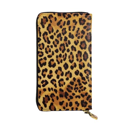 MKNAZ Lange Geldbörse mit Leopardenmuster, für Herren und Damen, Leder, Kartenhalter, Geldbörse mit 12 Kartenfächern, Schwarz , Einheitsgröße, Modern von MKNAZ