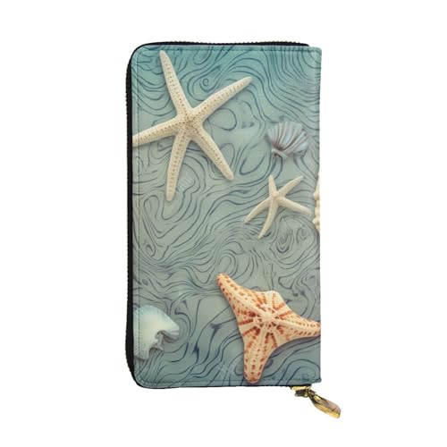 MKNAZ Lange Geldbörse mit Muschelmuster für Herren und Damen, Leder, Kartenhalter, Geldbörse mit 12 Kartenfächern, Schwarz , Einheitsgröße, Modern von MKNAZ