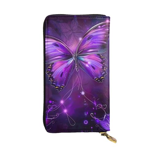MKNAZ Langes Portemonnaie mit Schmetterlingsmotiv, für Damen und Herren, Leder, Kartenhalter, Geldbörse mit 12 Kartenfächern, Schwarz , Einheitsgröße, Modern von MKNAZ