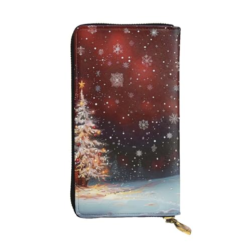 MKNAZ Langes Portemonnaie mit Weihnachtsmotiv für Herren und Damen, Leder, Kartenhalter, Geldbörse mit 12 Kartenfächern, Schwarz , Einheitsgröße, Modern von MKNAZ