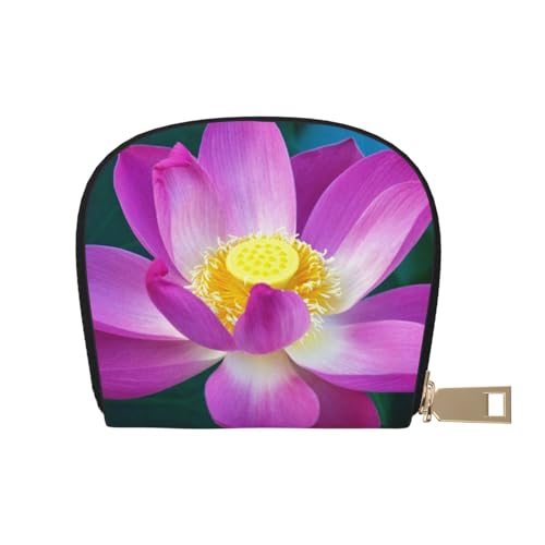 MKNAZ Lotusblume bedrucktes Leder Kreditkartenetui Brieftasche für Männer Frauen | Kartenetui Organizer Tasche mit Reißverschluss, Lotusblüte, Einheitsgröße, Kartenhalter von MKNAZ