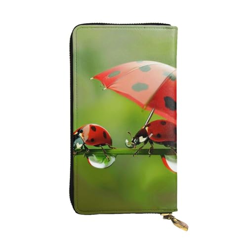 MKNAZ Lustiger Ladybug bedruckter langer Geldbeutel für Männer und Frauen, Leder, Kartenhalter, Geldbörse mit 12 Kartenfächern, Schwarz , Einheitsgröße, Modern von MKNAZ