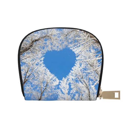 MKNAZ Norwegen Islands Bedrucktes Leder Kreditkartenetui Brieftasche für Männer Frauen | Kartenetui Organizer Tasche mit Reißverschluss, Blue Sky Winterbaum, Einheitsgröße, Kartenhalter von MKNAZ