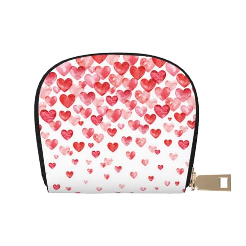 MKNAZ Norwegen Islands Bedrucktes Leder Kreditkartenetui Brieftasche für Männer Frauen | Kartenetui Organizer Tasche mit Reißverschluss, Falling Red Hearts, Einheitsgröße, Kartenhalter von MKNAZ