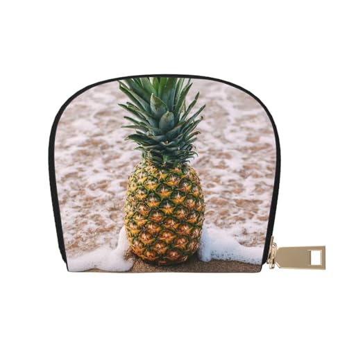 MKNAZ Rose bedrucktes Leder Kreditkartenetui Brieftasche für Männer Frauen | Kartenetui Organizer Tasche mit Reißverschluss, Ananas am Strand, Einheitsgröße, Kartenhalter von MKNAZ