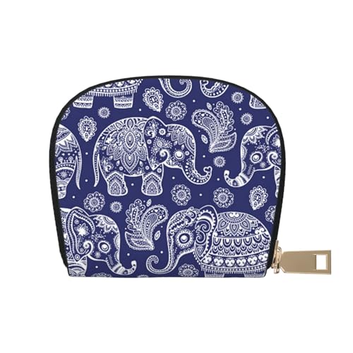 MKNAZ Spa Village of Floral Wasser Bad Salz Kerzen Bedrucktes Leder Kreditkartenetui Brieftasche für Männer Frauen | Kartenetui Organizer Tasche mit Reißverschluss, Boho Elefant, Einheitsgröße, von MKNAZ