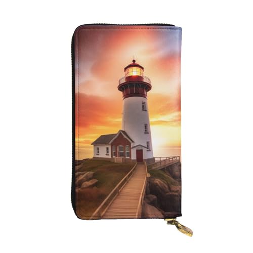 MKNAZ Sunset Printed Long Wallet for Men Women Leather Card Holder Purse with 12 Card Slots, Schwarz , Einheitsgröße, Modern von MKNAZ