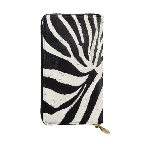 MKNAZ Zebra Animal Printed Long Wallet for Men Women Leather Card Holder Purse with 12 Card Slots, Schwarz , Einheitsgröße, Modern von MKNAZ