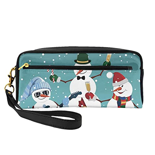 Make-Up-Tasche mit Fischködern, tragbar, aus Leder, Kosmetiktasche, Kulturbeutel für Damen und Mädchen, Weihnachts-Schneemann, Einheitsgröße von MKNAZ