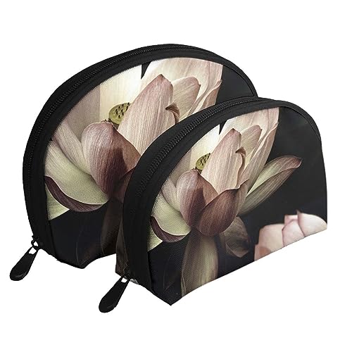 Make-up-Tasche mit Vögeln im Park an einem verschneiten Tag, tragbar, Kosmetiktasche, Kulturbeutel für Damen und Mädchen, 2 Stück, Lotusblüten, Rosa, Einheitsgröße von MKNAZ