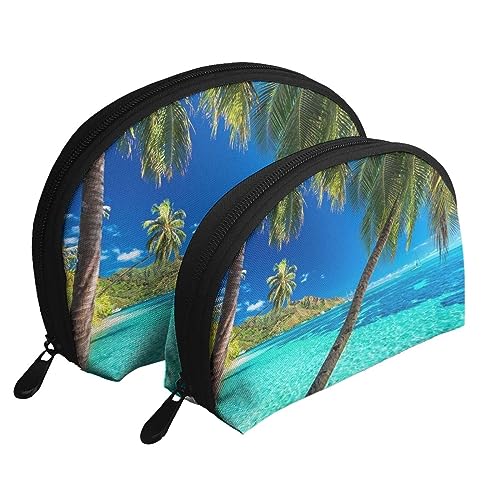 Make-up-Tasche mit Vögeln im Park an einem verschneiten Tag, tragbar, Kosmetiktasche, Kulturbeutel für Damen und Mädchen, 2 Stück, Ocean Tropical Island, Einheitsgröße von MKNAZ