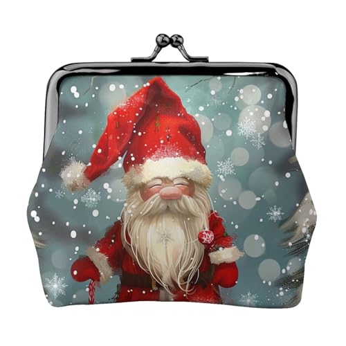 Münzgeldbörse mit Weihnachtsmotiv, traditioneller Zwerg, 1 Druck, für Damen und Mädchen, Mini-Geldbörse mit Kussverschluss, niedliche Geldbörse aus Leder, Schwarz , Einheitsgröße, Münztasche von MKNAZ