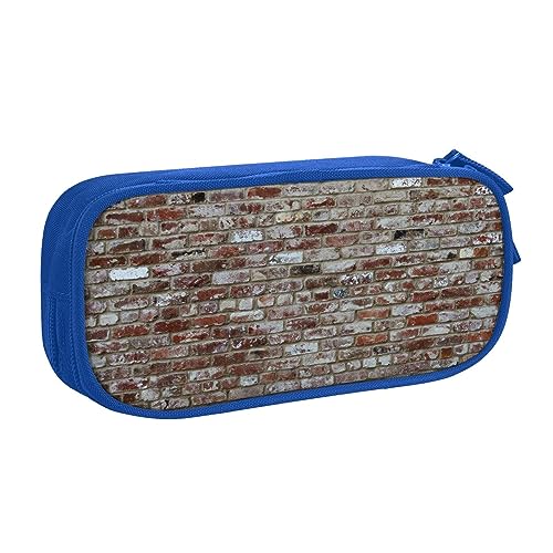 Old Brick Wall Federmäppchen für Mädchen Jungen, großes Fassungsvermögen, doppellagiges Stifteetui & Make-up-Tasche für Studenten, Künstler, Schule, Büro, College, blau, Einheitsgröße, Schulranzen von MKNAZ