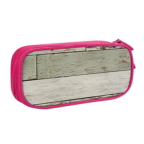 Old Wooden Board Pencil Case for Girls Boys, Large Capacity Double-Layer Pen Pouch & Makeup Bag for Student Artists School Office College, rose, Einheitsgröße, Schulranzen von MKNAZ