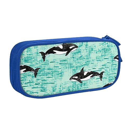 Pacific Ocean Wal Federmäppchen für Mädchen Jungen, großes Fassungsvermögen, doppellagiges Stifteetui & Make-up-Tasche für Studenten, Künstler, Schule, Büro, College, blau, Einheitsgröße, Schulranzen von MKNAZ