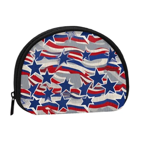 Patriotische Sterne Streifen Unabhängigkeitstag Drucke Kleine Münzbörse Mini Geldbörse Beutel Kleingeld Geldbörse Münzfach für den täglichen Gebrauch und Geschenke, Schwarz , Einheitsgröße, Münztasche von MKNAZ