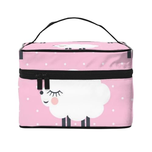Pink Sheep Reise-Make-up-Tasche, tragbare Kosmetiktasche für Frauen und Mädchen – stilvoll und geräumig, Rosa Schaf, Einheitsgröße von MKNAZ