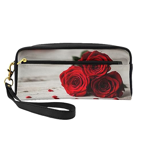 Reise-Make-up-Tasche für Golfplatz, Federmäppchen, Leder, tragbar, Kosmetiktasche, Kulturbeutel für Damen und Mädchen, rose, Einheitsgröße von MKNAZ