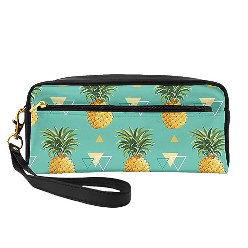 Reise-Make-up-Tasche mit Halloween-Totenkopf-Motiv, Leder, tragbar, Kosmetiktasche, Kulturbeutel für Damen und Mädchen, Tropische Frucht-Ananas, Einheitsgröße von MKNAZ