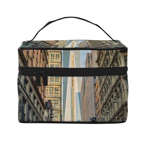 Reise-Make-up-Tasche mit Musiknotenaufdruck, tragbare Kosmetiktasche für Frauen und Mädchen – stilvoll und geräumig, Streets of New York City, Einheitsgröße von MKNAZ