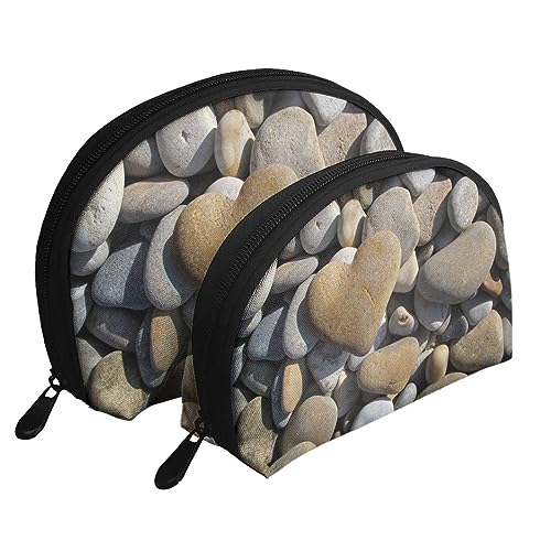 Reise-Make-up-Tasche mit Schneemann-Motiv, tragbar, Kosmetiktasche, Kulturbeutel für Damen und Mädchen, 2 Stück, Herzstein, Einheitsgröße von MKNAZ