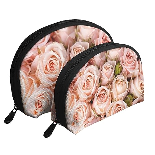 Reise-Make-up-Tasche mit grünen Tieren, 2 Stück, tragbare Kosmetiktasche, Kulturbeutel für Damen und Mädchen, Rosa Rosen, Einheitsgröße von MKNAZ