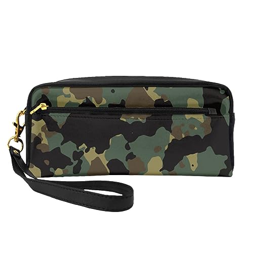 Reise-Make-up-Tasche mit rosa Kirschblüten, Leder, tragbar, Kosmetiktasche, Kulturbeutel für Damen und Mädchen, Camouflage-Muster, Einheitsgröße von MKNAZ