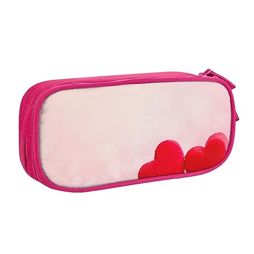 Rotes Herz rosa Glitzer Federmäppchen für Mädchen Jungen, große Kapazität, doppellagiges Stifteetui & Make-up-Tasche für Studenten, Künstler, Schule, Büro, College, rose, Einheitsgröße, Schulranzen von MKNAZ