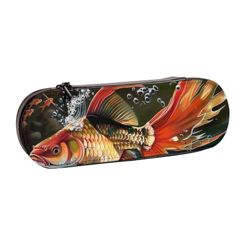 Safflower Federmäppchen aus Leder, Motiv: fliegende Fische, für Mädchen und Jungen, niedliches Federmäppchen für Reisen, Schule, Büro, Uni, Schwarz , Einheitsgröße, Schulranzen von MKNAZ