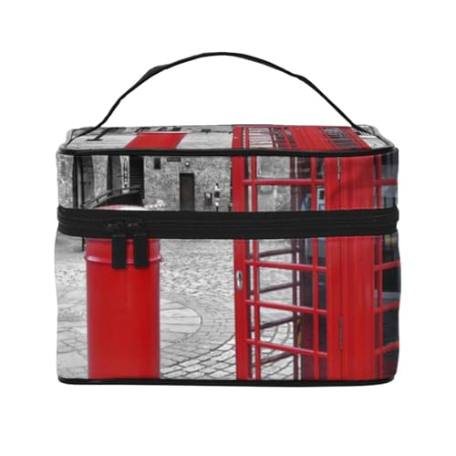 Schminktasche für Reisen, tragbar, für Damen und Mädchen, stilvoll und geräumig, London Red Telephone Stand, Einheitsgröße von MKNAZ