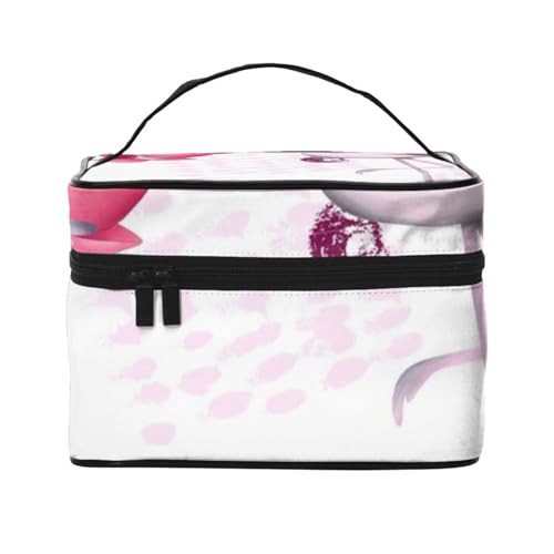 Schminktasche für Reisen, tragbar, für Damen und Mädchen, stilvoll und geräumig, Pink Flamingos, Einheitsgröße von MKNAZ