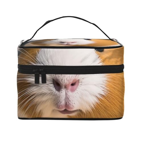 Schöne Make-up-Tasche mit Haustier-Aufdruck, tragbare Kosmetiktasche mit Griff, für Damen und Mädchen, Schwarz , Einheitsgröße, Kosmetiktasche von MKNAZ