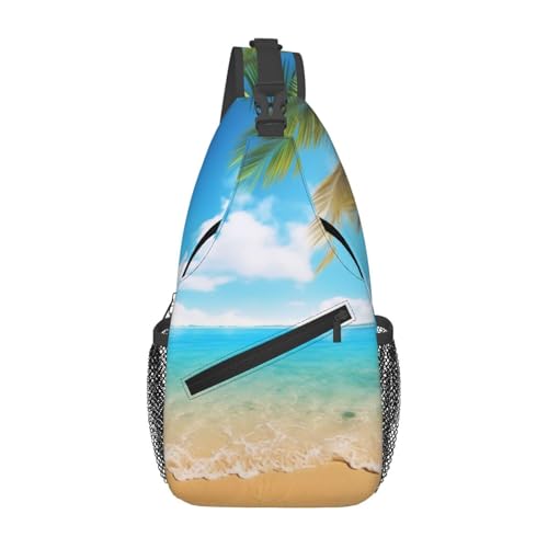 Schultertasche mit tropischem Strandpalmen-Motiv, bedruckt, für Herren und Damen, leichte Umhängetasche für Schule, Wandern, Radfahren, Reisen, Schwarz , Einheitsgröße, Wanderrucksack Schultertasche mit tropischem Strandpalmen-Motiv, bedruckt, für Herren und Damen, leichte Umhängetasche für Schule, Wandern, Radfahren, Reisen, Schwarz , Einheitsgröße, Wanderrucksack von MKNAZ