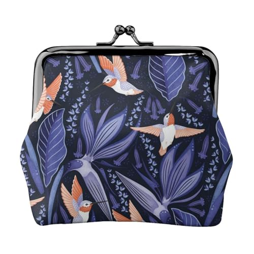 Sea Shell Kleine Münzbörse – Mini Wallet Pouch mit Kiss Lock – Stilvolle Mini-Geldbörse aus Leder, Blauer und oranger Vogel, Einheitsgröße, Münzbeutel von MKNAZ