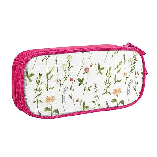 Season Aquarellfarben von Kräutern Blumen Federmäppchen für Mädchen Jungen, großes Fassungsvermögen, doppellagiges Stifteetui & Make-up-Tasche für Studenten, Künstler, Schule, Büro, College, rose, von MKNAZ