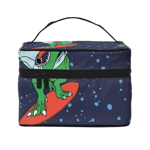 Spa Village of Floral Wasser Bad Salz Kerzen Reise Make-up Tasche, tragbare Kosmetiktasche für Frauen Mädchen – stilvoll und geräumig, Lustiger Astronauten-Dinosaurier-Rakete, Einheitsgröße von MKNAZ