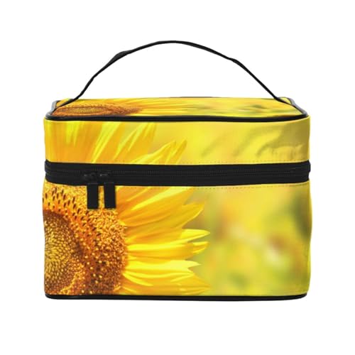 Spa Village of Floral Wasser Bad Salz Kerzen Reise Make-up Tasche, tragbare Kosmetiktasche für Frauen Mädchen – stilvoll und geräumig, sonnenblume, Einheitsgröße von MKNAZ