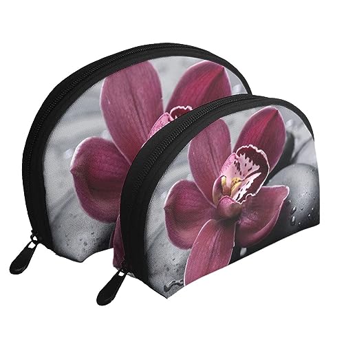 Spa Village of Floral Wasser Bad Salz Kerzen Reise Make-up Tasche 2 Pack Tragbare Kosmetik Organizer Tasche Kulturbeutel für Frauen Mädchen, Blume Stein, Einheitsgröße von MKNAZ