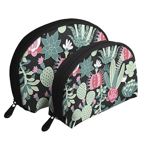 Spa Village of Floral Wasser Bad Salz Kerzen Reise Make-up Tasche 2 Pack Tragbare Kosmetik Organizer Tasche Kulturbeutel für Frauen Mädchen, cactus, Einheitsgröße von MKNAZ