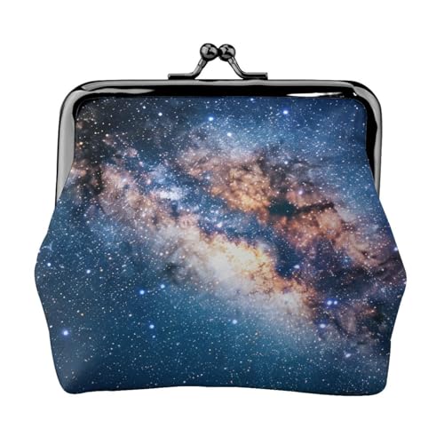 Starry Universe Space Prints Münzbörse für Frauen Mädchen – Mini-Geldbörse mit Kussverschluss – niedliche Geldbörse aus Leder, Schwarz , Einheitsgröße, Münztasche von MKNAZ
