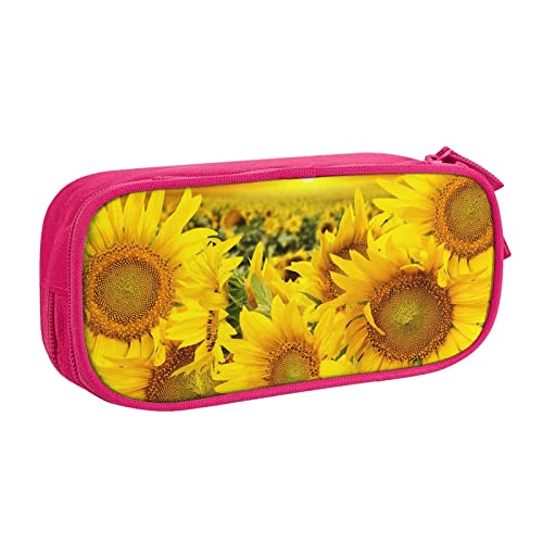 Sunflower Field Federmäppchen für Mädchen und Jungen, großes Fassungsvermögen, doppellagiges Stifteetui & Make-up-Tasche für Studenten, Künstler, Schule, Büro, College, rose, Einheitsgröße, von MKNAZ